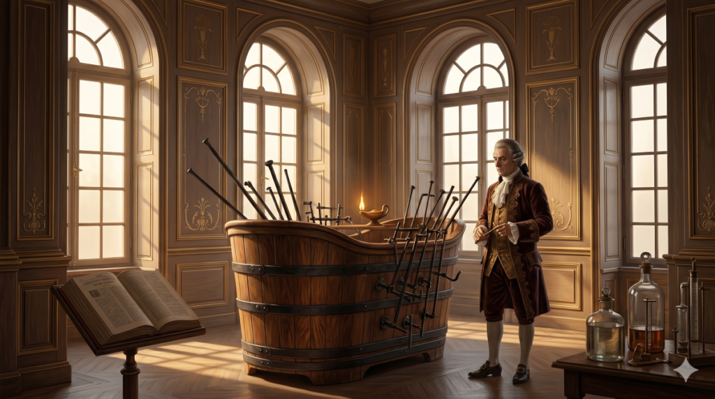 Franz Mesmer and the era of animal magnetism in an 18th-century Parisian salon.